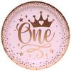 Pink Gold Girl One Year Birthday Disposable Tableware Princess Crown Plates Paper Cups 1st Baby Girl Happy Birthday Party Decor