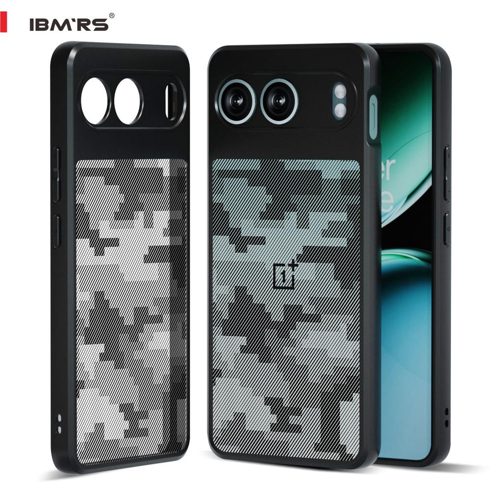 (В комплекте ремешок на запястье)Чехол IBMRS для OnePlus Nord 4, полупрозрачный матовый чехол Slim Fit, ударопрочный защитный чехол - черный камуфляж