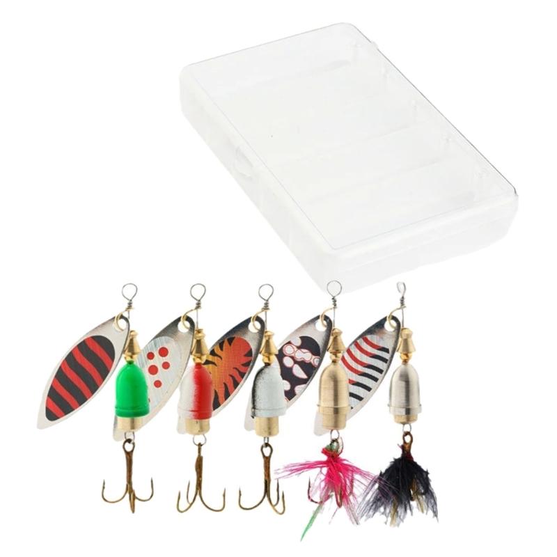 5 шт. Металлическая вращающаяся блесна для дальнего заброса с крючком, блестками, искусственными приманками, твердый металлический спиннер, простая в использовании