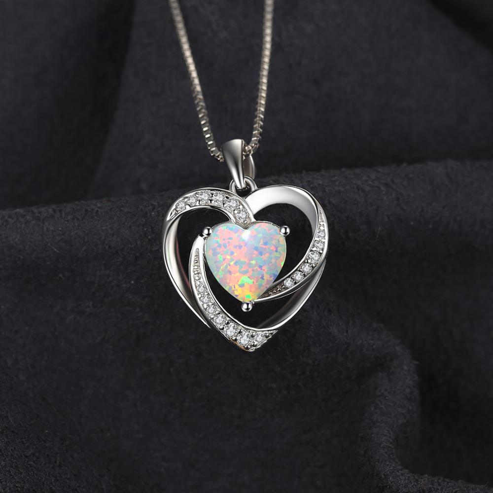 Jewelrypalace Heart Love Created Opal кулон ожерелье драгоценный камень 925 стерлингового серебра кулон для женщин модные ювелирные изделия без цепочки