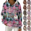 Women's Fashion Casual Christmas Print Pullover Long-Sleeve Hooded Sweatshirt