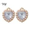 Metal Love Heart Charms 2Pcs Rhinestone Charms, Alloy Faux Pearl 21x18mm Novice Friendly DIY Jewelry Parts Dangle Pendants for Making Earrings