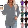 Women's T Shirt Tee Button Soild Color Long Sleeve Daily Weekend Fashion Basic V-Neck Top