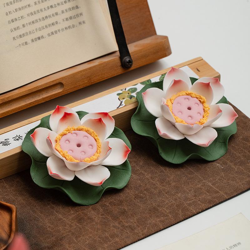 Керамическое Рукоделие Ручная Работа Лотос Держатель Аромата Кадильница Искусственный Цветок Кувшинка Декоративные Фигурки Декор для Дома