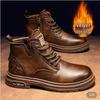 Мужские ботинки Мартин на высоком берце в британском стиле осень/зима 2025: Флисовая подкладка, Утолщенная, Кожа, Грязеотталкивающая Повседневная обувь