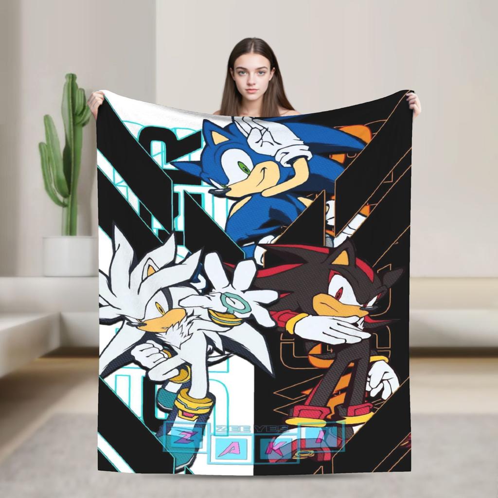 Sonices the H-Hedgehogs Shadow Soft Blankets Kids Adult Plush Throw Blanket Novelty Couch Chair Flannel Bedspread Sofa Bed Cover