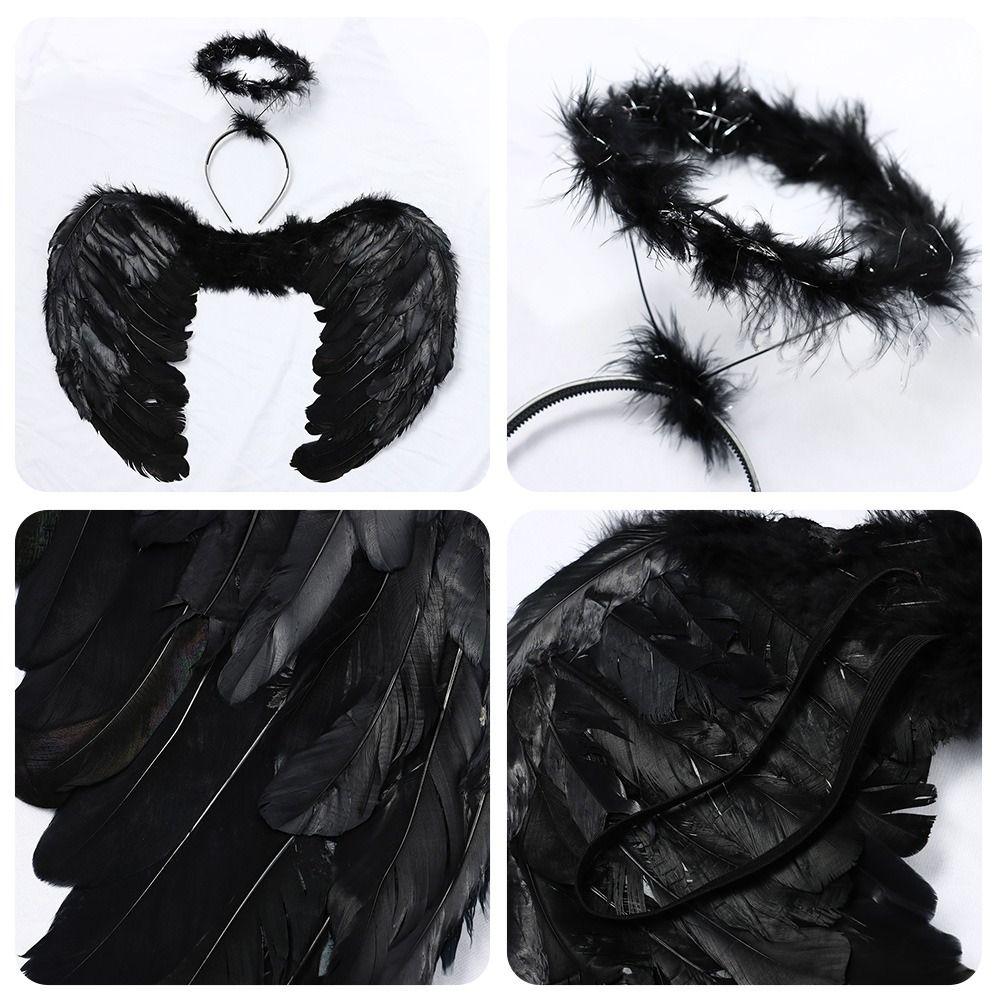 Black White Red Pink Feather Wings 55x40CM Halloween Costume Fancy Dress Props  Christmas