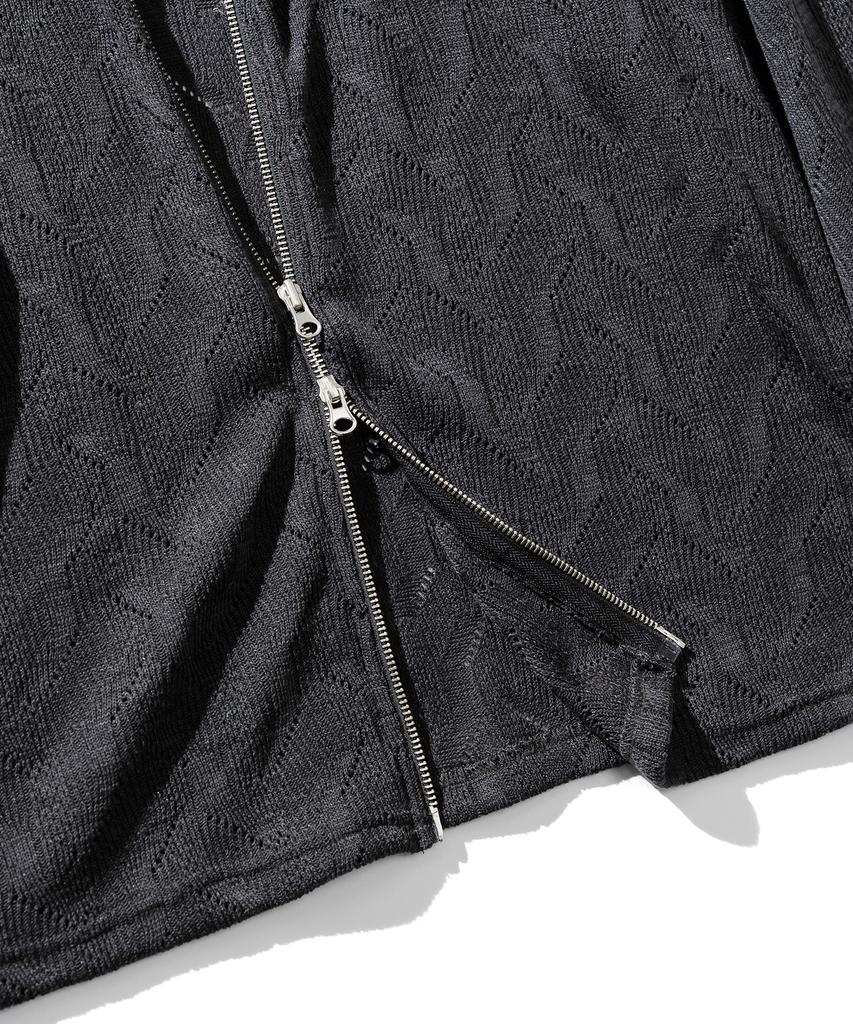 VASTIC Comb Pattern Knit Zip-Up_Charcoal