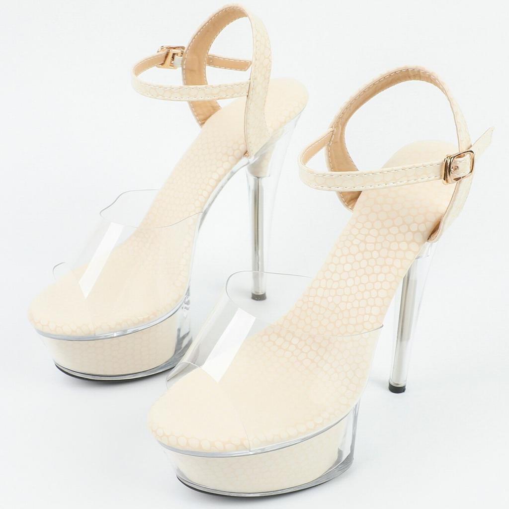 Women's Shoes Spring Clear Heels Sexy Sandals Slipper Girls Shoe for Party Club 14cm Heel 4cm Platform LFD-B3530