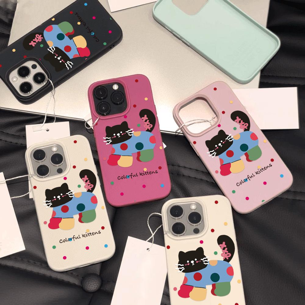 Skin-feel Phone Case for iPhone 11 13 16 Pro Max iPhone XR XS Max 14 15 Pro Max 12 13 Pro Max 16 Plus 13 Pro 14 Pro Cartoon Painted Macaron Colors