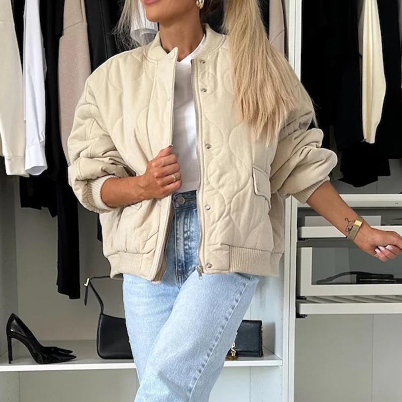 Однобортные укороченные хлопковые куртки женские с длинным рукавом модные толстые повседневные пальто с круглым вырезом элегантные теплые однотонные свободные зимние пиджаки