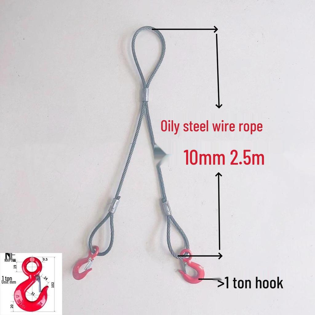 Двухветвевой строп из плетеного стального каната с крюками для такелажа при обслуживании кранов