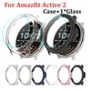 PC Case with Glass Screen Protector For Huami Amazfit Active2 Smart Bracelet Band Cover A2437 Protective Case Accessories