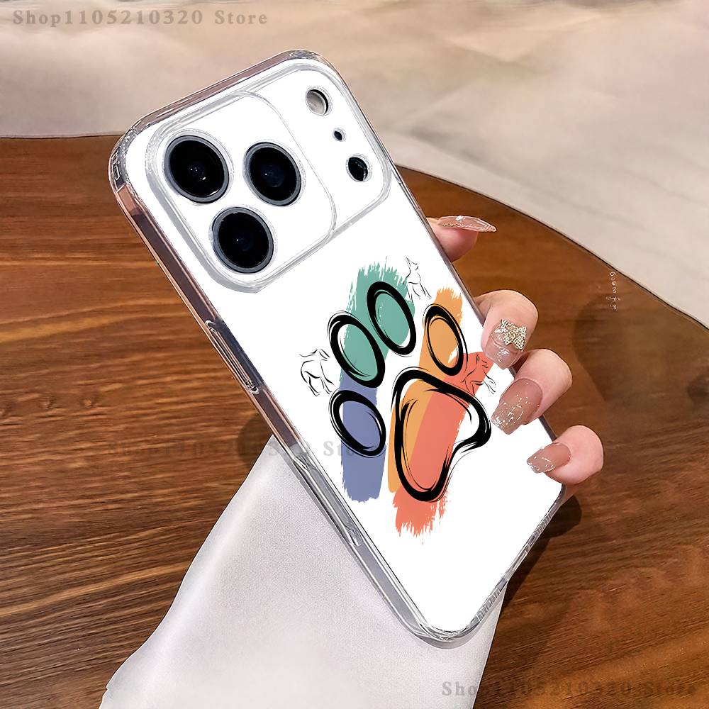 Следы лап питомца Чехол для телефона Для iPhone 17,16,15,14,13,12,11 Pro,Max,Plus,XR,Mini,E Прозрачный Мягкий чехол с полным покрытием