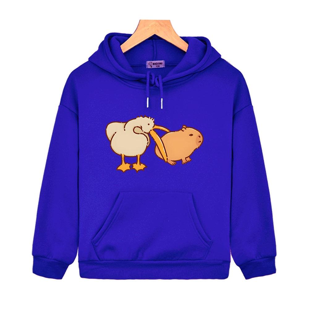 Толстовки с капюшоном «Пеликан и капибара», очень милый свитшот, топы с длинными рукавами для мальчиков и девочек, детская одежда для малышей, одежда Y2k, пуловер для детей