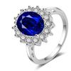 Принцесса Диана Кейт Миддлтон Класс Драгоценный камень Камень рождения Сапфир Красное гало ААА Кубический цирконий Заявление Помолвочные кольца для женщин, Юбилей 925