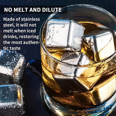 Набор каменных кубиков для виски из нержавеющей стали от Reusable Ice Cubes для охлаждения вина, напитков, морозильная камера для напитков, щипцы для льда, аксессуары для бара
