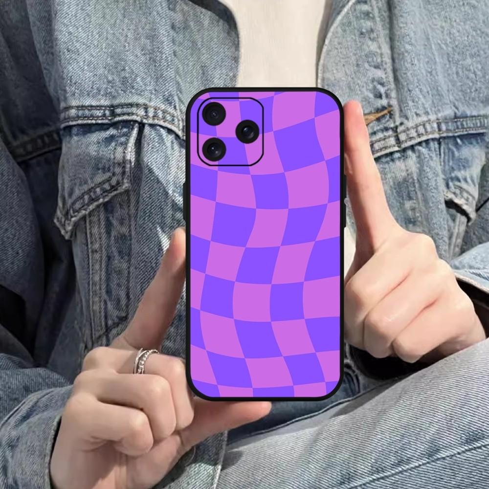 Crazy Checkered Phone Case For Samsung S20 S21 S22 S23 S24 Note 20 4G 5G Plus Ultra Black Soft Shell