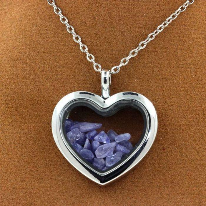 Stones and Minerals. Raw Tanzanite Necklace. Heart Model.