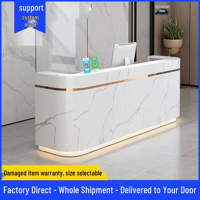 Compact Faux Marble Reception Desk for Salon or Retail
