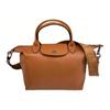 Longchamp Le Pliage Xtra Металлическая фурнитура цвета оружейного металла Телячья кожа Сумка-пельмень Наплечная Сумка Маленькая Женская Коньячный L1512987M19