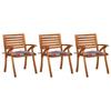 Day and Night - Day and Night Garden Dining Chairs with Cushions 3 Units Solid Acacia Wood