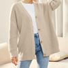 Women's Simple Versatile Knit Button V-Neck Solid Colour Sweater
