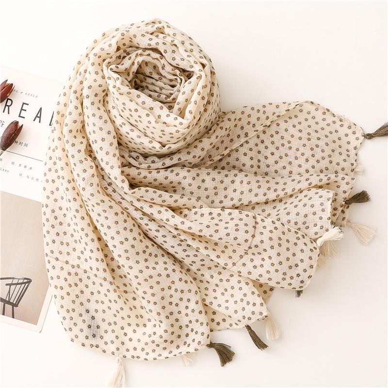 Women Autumn Tassel Shawl Luxury Brand Lovely Garden Floral Viscose Scarf High Quality Pashminas Wrap Muslim Snood 180*90Cm