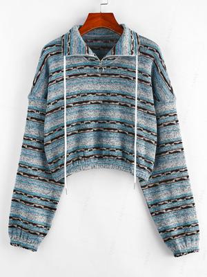 Толстовка ZAFUL в полоску с флокированной подкладкой и застежкой-молнией на четверть длины