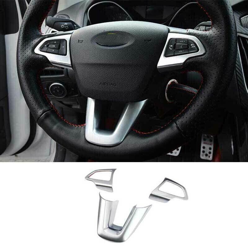Matte Silver Steering Wheel Button Frame Cover Trim For Ford Focus ST RS 15-2018