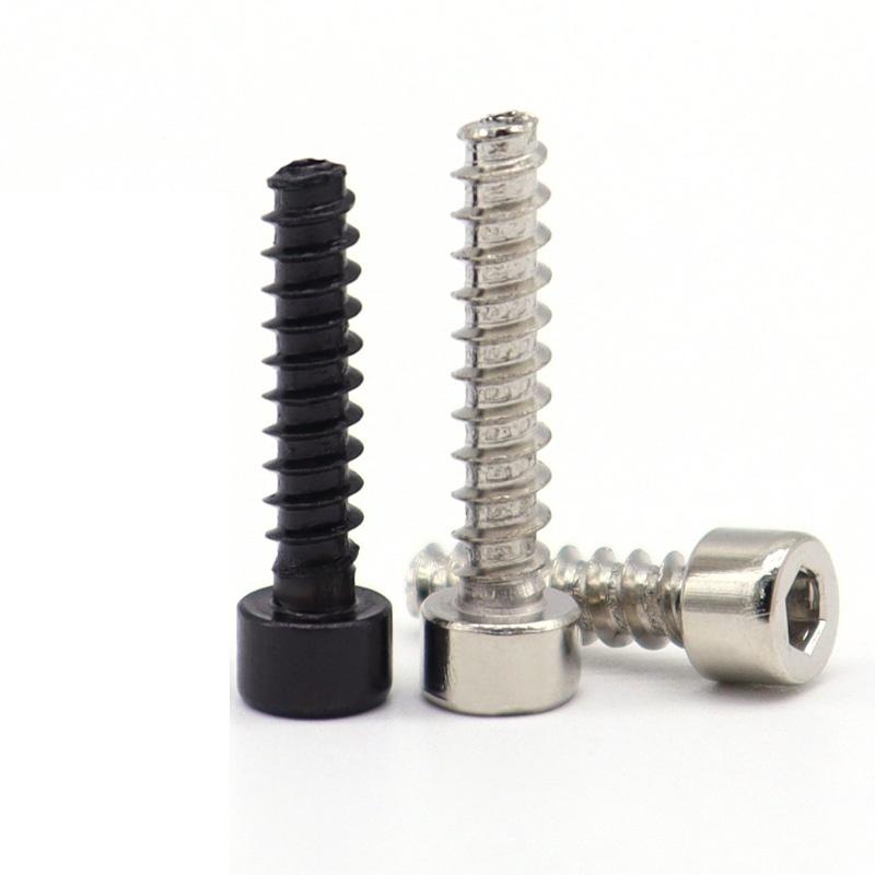 M2 M2.6 M3 M4 Black Nickel Plated Carbon Steel Hexagon Socket Head Cap Self-tapping Screw Allen Head Tapping Screws Flat Tail