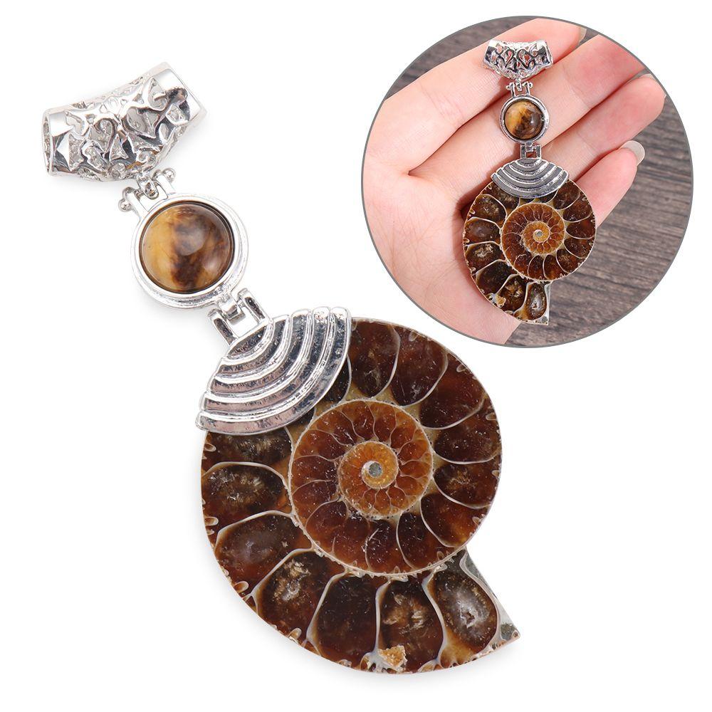 Pattern Tiger Eye Stone Beads Ammonite Fossil Stone Pendant Cabochon Conch Shell Stone Pendant