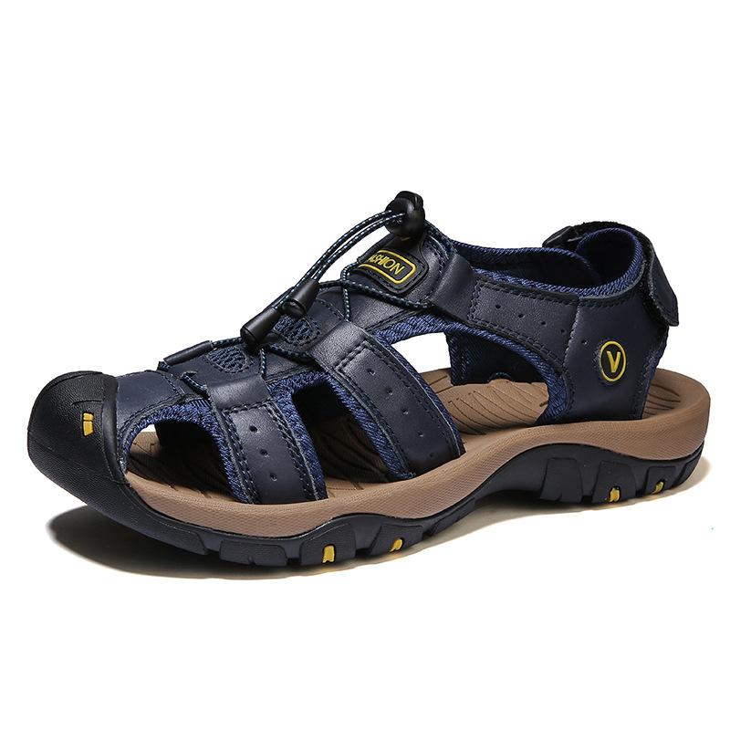 2025 New Large Size Men's Sandals Beach Sandals Microfiber Leather Bag Head Anti-collision Outdoor Creek Shoes Men