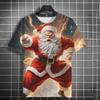 New Santa Claus Cartoon Pattern Men's T-shirt 3D Printed Summer Top Short Sleeved Fashionable Casual Unisex T-shirt