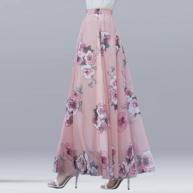 Женские летние шифоновые юбки летние большие размеры в богемном стиле с цветочным принтом большие качели женская пляжная длинная юбка А-силуэта Faldas