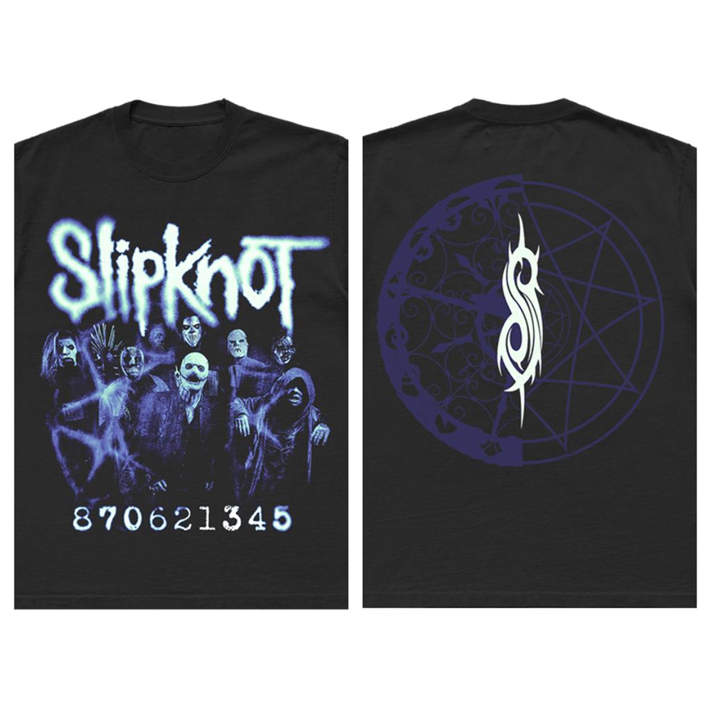 Slipknot 2021 Североамериканский тур Участники группы Маска Двусторонняя Винтажная Футболка, Унисекс Nu-Metal Фанат Уличная Одежда Футболка, 100% Хлопок Повседневная С Коротким Рукавом