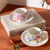 Creative Flower Ceramic Coffee Cup And Saucer Combination Set High Value Latte Latte Afternoon Flower Teacup