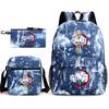 New Schoolbag Animation Three-piece Set Heat Transfer Schoolbag Small Shoulder Pencil Bag Primary and Secondary School Students Backpack