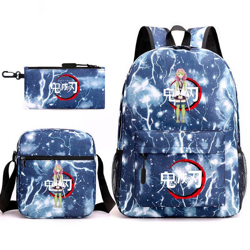 New Schoolbag Animation Three-piece Set Heat Transfer Schoolbag Small Shoulder Pencil Bag Primary and Secondary School Students Backpack