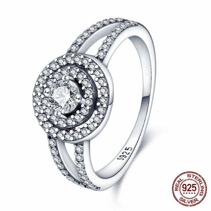 Абсолютно новое 100% подлинное 925 серебряное женское кольцо оригинальное сердце корона розовое золото кристалл обручальное кольцо годовщина свадьбы ювелирное изделие