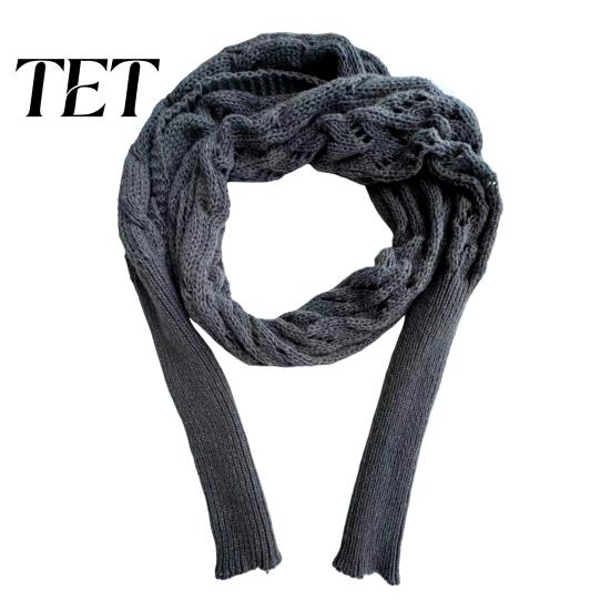 Stylish Layering Piece for Fall Sweater Scarf with Sleeves Women, Knitted Cable Wrap Shawl, Elegant Streetwear Shawl Coat Shrugs Autumn Winter Double