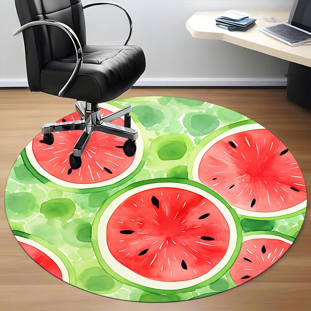 1PC Watermelon Pattern Office Round Area Rug, Mat Suitable For Office, Under Office Chairs Bedroom Living Room Home Decor, Room Deco