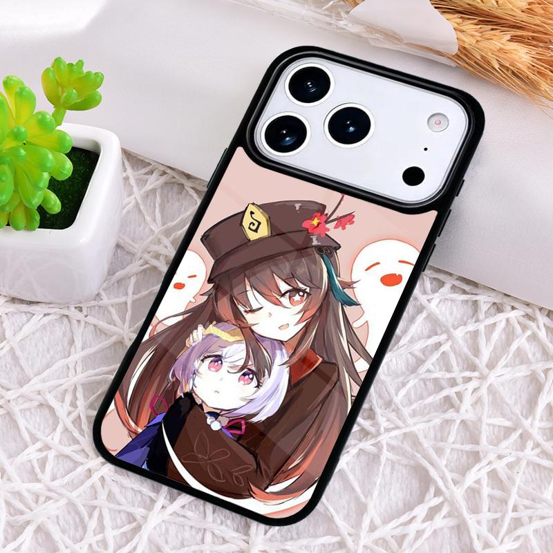 Мультяшный чехол для телефона Hu Tao Genshin Impact для iPhone 17 Air 16 15 11 12 14 13 Pro Max Ударопрочный чехол
