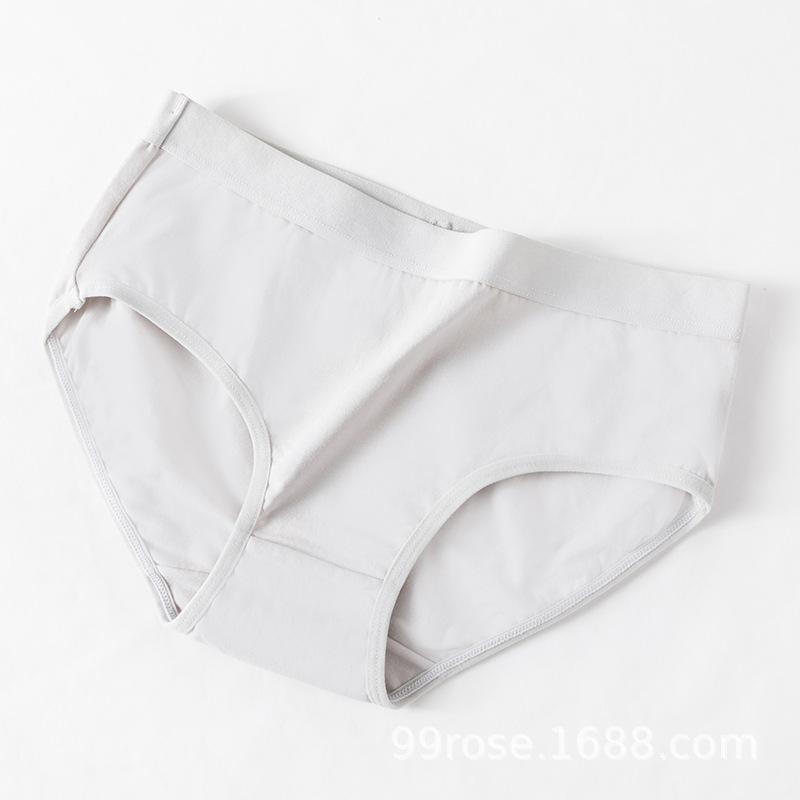 Underwear Cotton Women's Autumn Mid Waist Tuck In Comfortable and Breathable Thin Briefs Solid Color