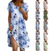 Платье в стиле бохо с коротким рукавом для женщин, повседневное, свободного кроя, летнее, сарафан с цветочным принтом и карманами