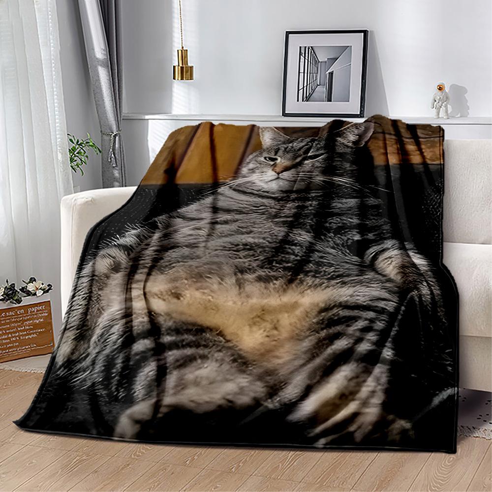 Whimsical Cat Artwork Flannel Blanket,Lightweight,Office Blanket,Sofa Blanket,Comfortable Blanket