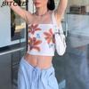 BITCED Летний женский уличный стиль, чувственный кроп-топ-бюстье с цветочным принтом