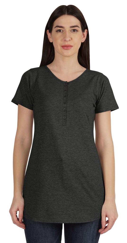 Inkmeso Женская туника с коротким рукавом и пуговицами, хлопковая футболка, длинная футболка для