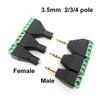 Аудио моно стерео 3,5 мм Мужской гнездовой разъем 2/3/4 Полюсный разъем постоянного тока 3,5 свободный винтовой интерфейс клеммная колодка канальный штекер