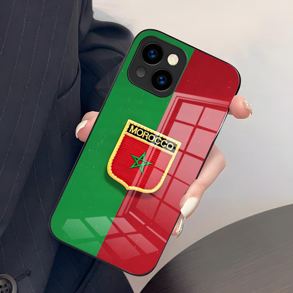 Чехол для телефона с флагом Марокко для iPhone 17 Pro Max 15 Pro 16 14 Plus 12 13 Mini 11 Pro Ударопрочная стеклянная крышка